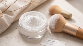 Fine white titanium dioxide mineral powder with soft makeup brushes