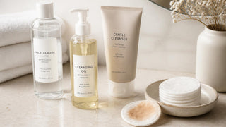 Cotton pads and cleansing oil for gentle mineral makeup removal