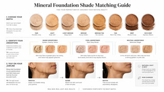 Range of mineral foundation powder shades from fair to deep