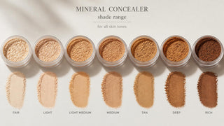 Range of mineral concealer shades from fair to deep