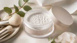 Close-up of fine mineral powder particles illustrating non-nano particle size in mineral makeup