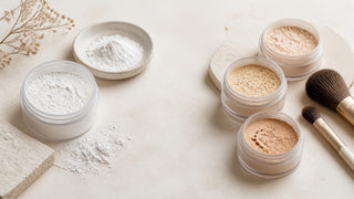 Fine white zinc oxide mineral powder on a clean neutral background